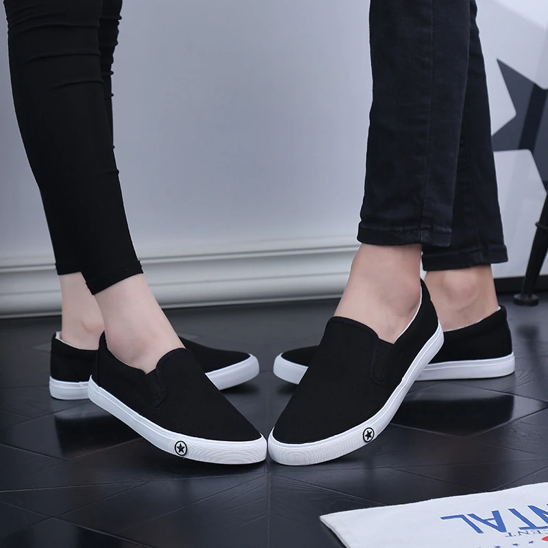 Chaussures en toile vulcanisée unisexes, à enfiler, blanches, baskets pour couple, chaussures de travail pour infirmières, style vieux Pékin